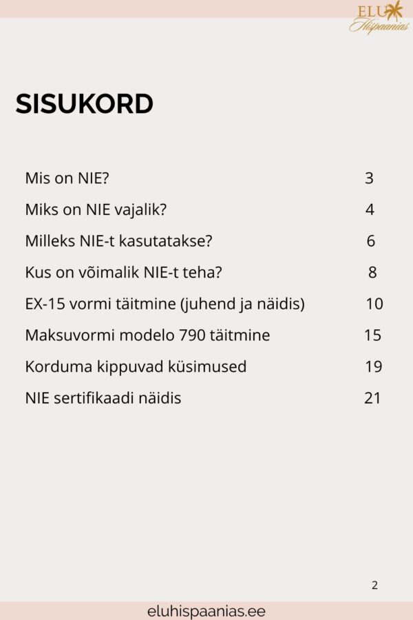 NIE numbri käsiraamat (Número de Identificación de Extranjero) - Image 2